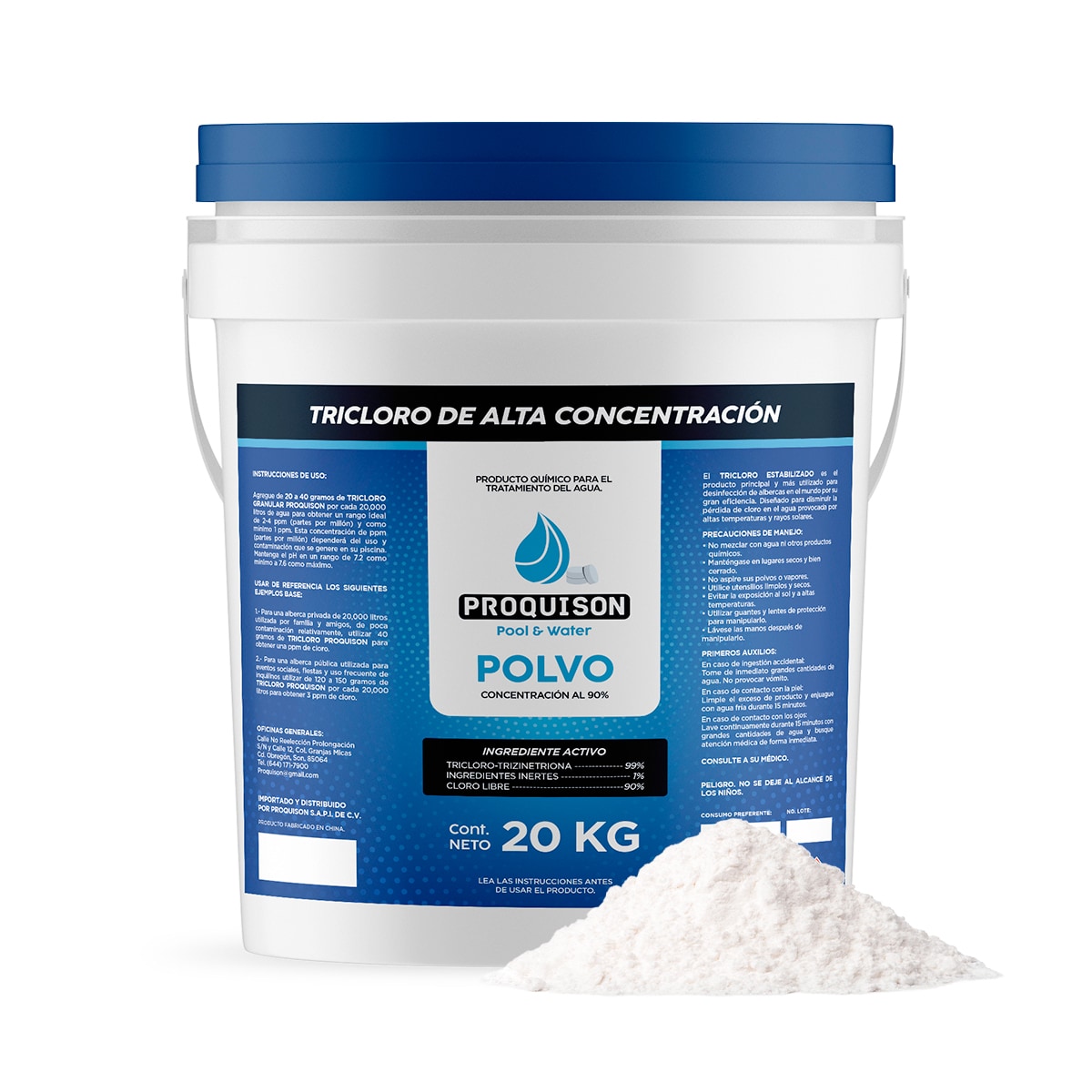 Cloro Para Alberca En Polvo 20 Kg Proquison 90% Desinfección $2,149