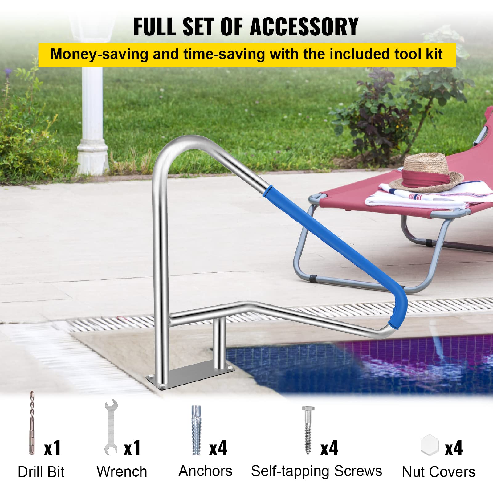 Foto 6 | Barandilla De Piscina Vevor 304 De Acero Inoxidable, 115 Kg, Carga Plata - Venta Internacional.
