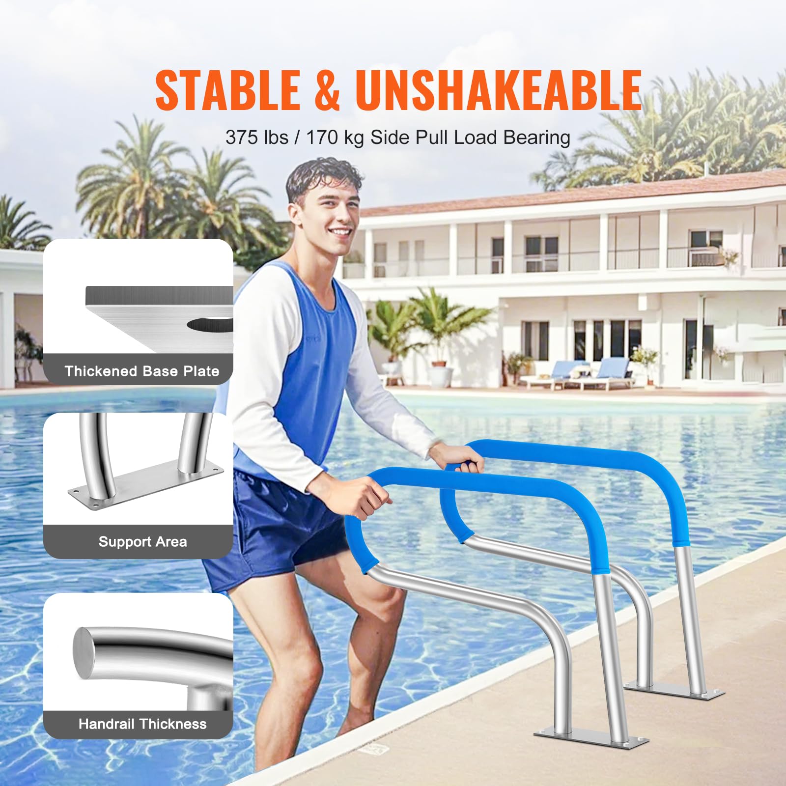 Foto 4 pulgar | Barandilla De Piscina Vevor De Acero Inoxidable 304 Para Piscinas 32x23 Cm - Venta Internacional.
