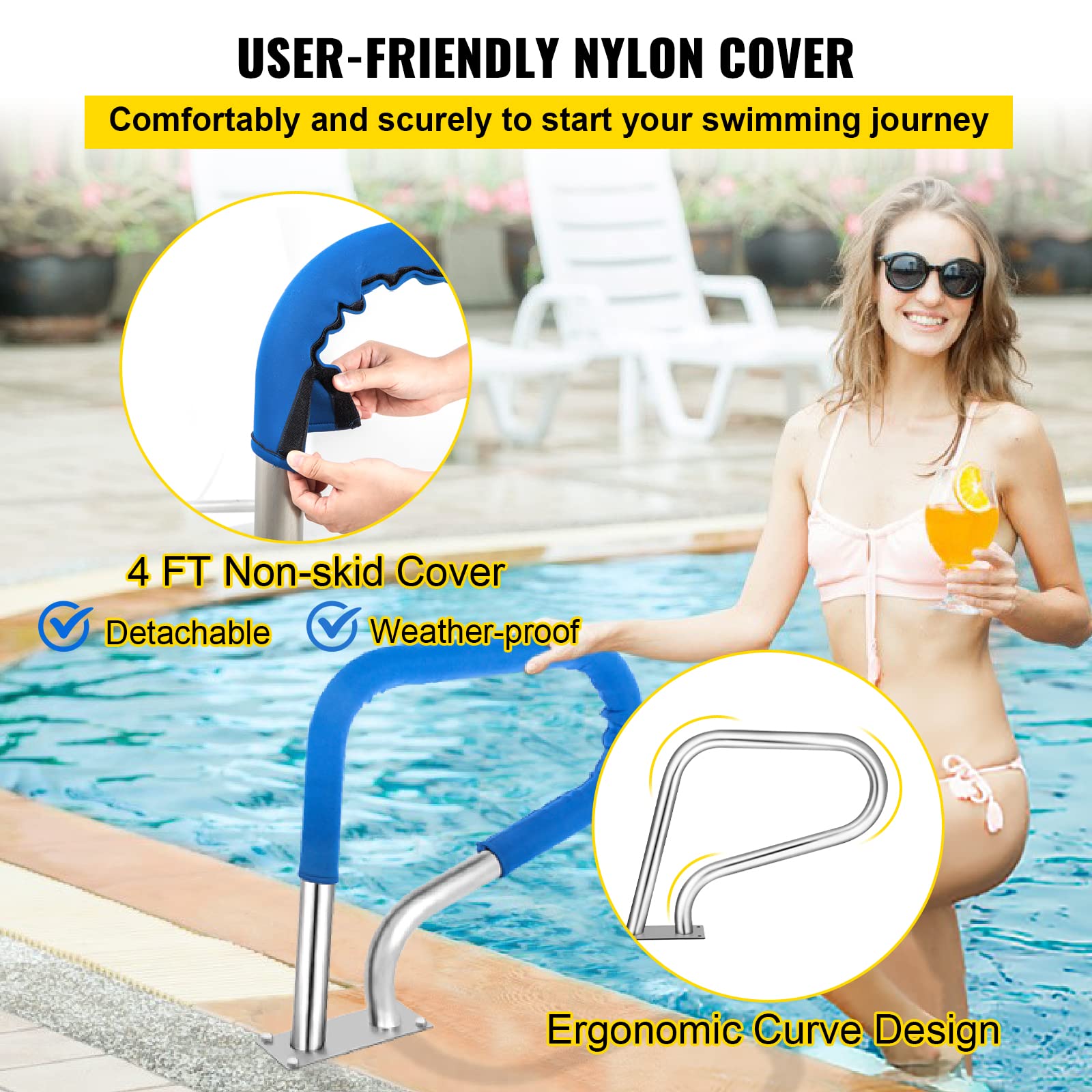 Foto 4 pulgar | Barandilla De Piscina Vevor Riel De Piscina 30x22 De Acero Inoxidable 304 - Venta Internacional.
