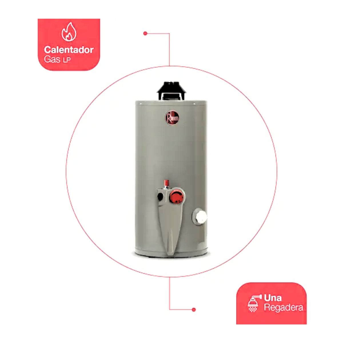 Foto 3 pulgar | Calentador de Agua Gas LP Rheem 38 Litros