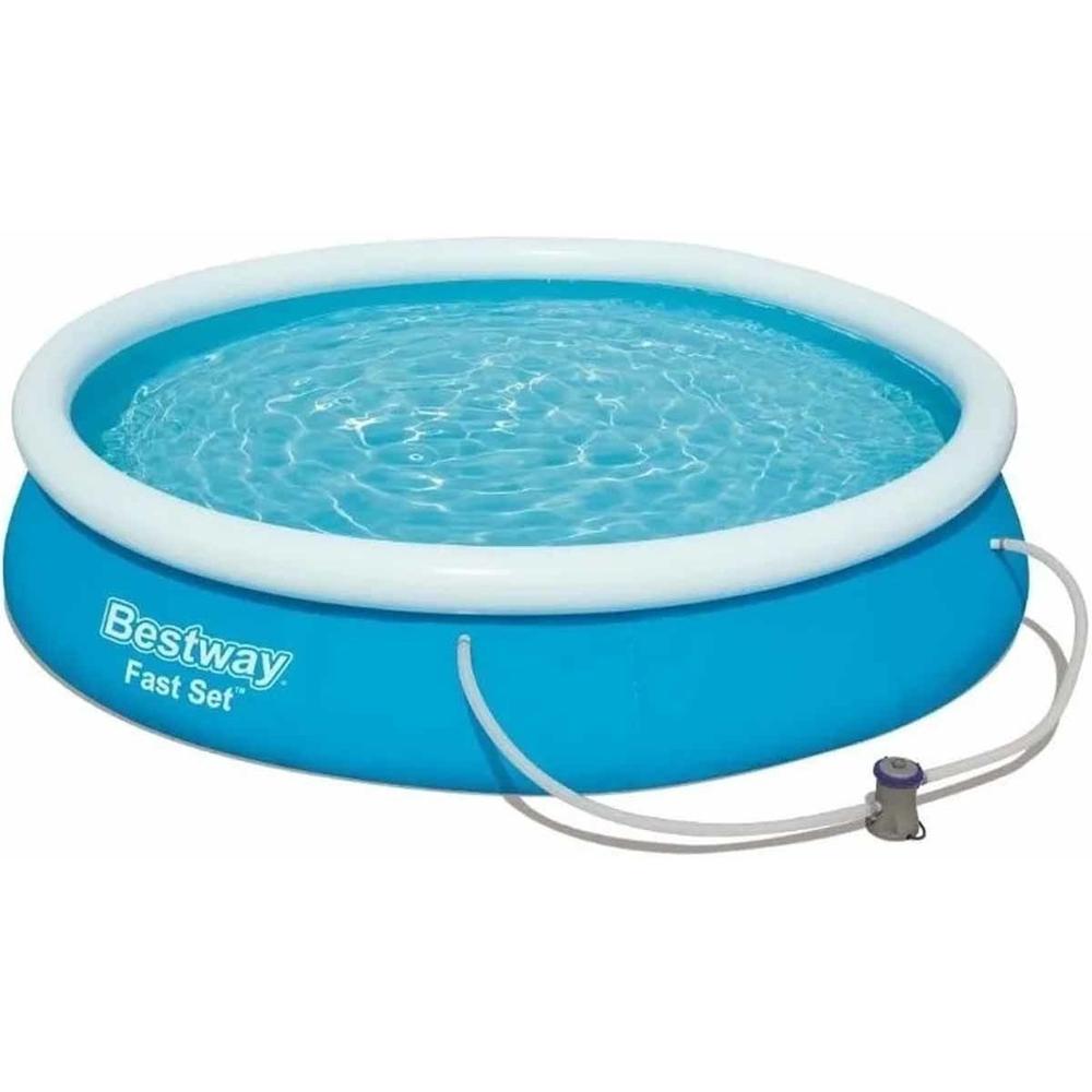 Alberca Bestway 57275 color Azul Fast Set Semi Inflable 366 CM Circular Bomba