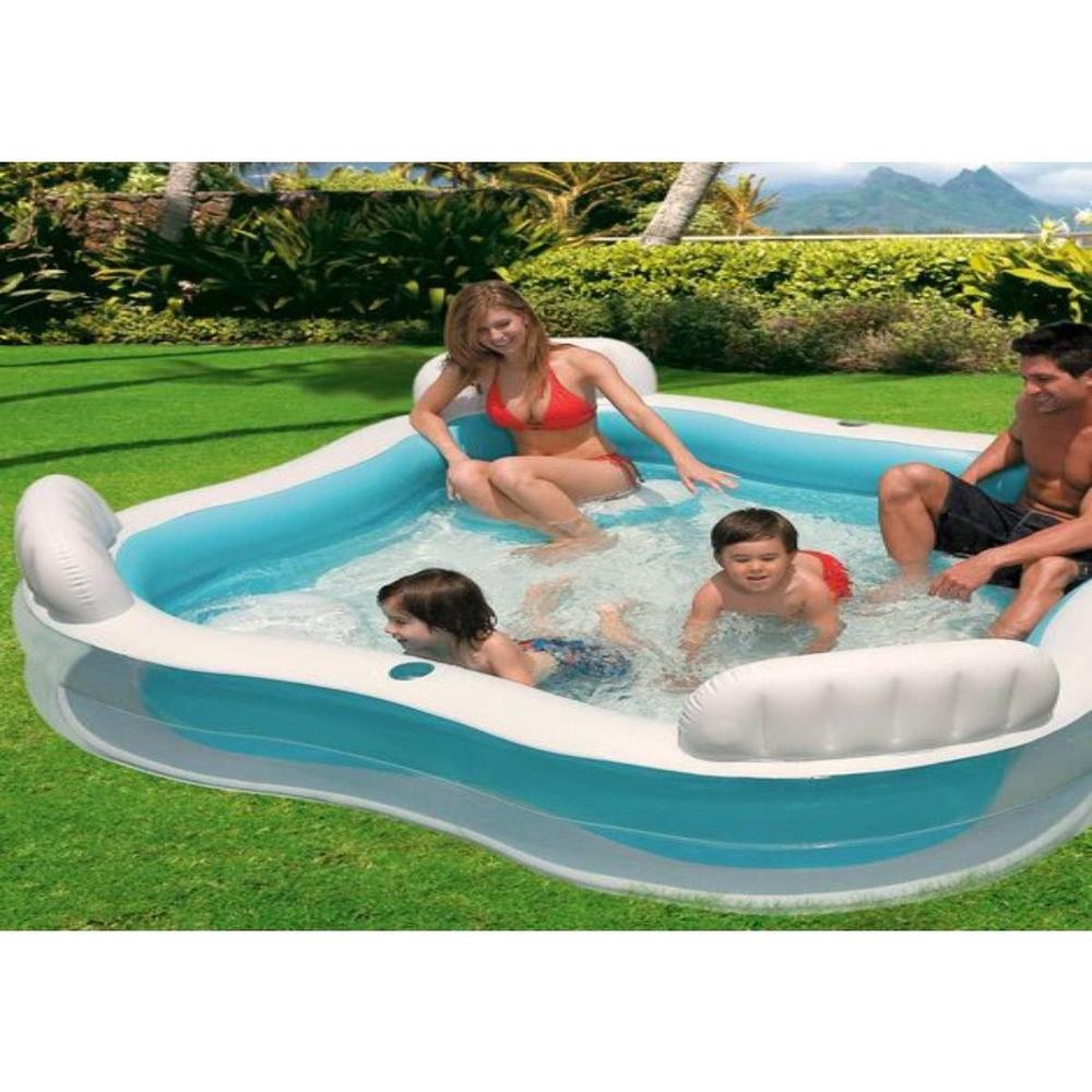 Foto 4 pulgar | Alberca Familiar Intex 56475 con Asientos y Portavasos 229 cm Azul