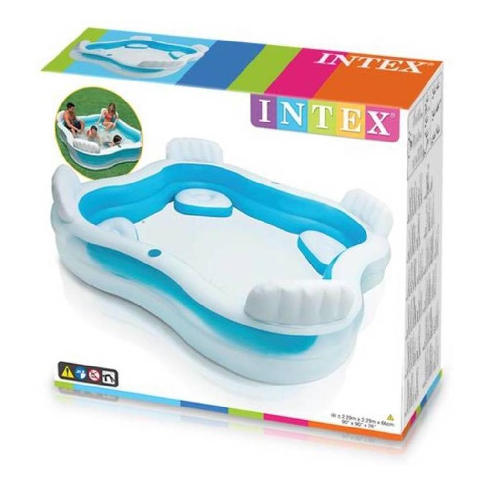 Foto 5 pulgar | Alberca Familiar Intex 56475 con Asientos y Portavasos 229 cm Azul