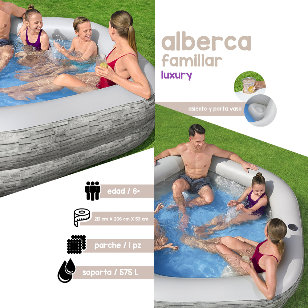 Foto 2 | Alberca Inflable Familiar Bestway 54423 color Gris con Asientos