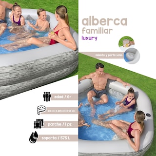 Foto 2 | Alberca Inflable Familiar Bestway 54423 color Gris con Asientos