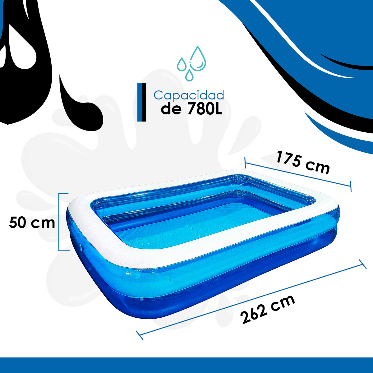 Foto 3 pulgar | Alberca Inflable Rectangular 10291 Jilong Color Azul 262cm X 175cm X 50cm