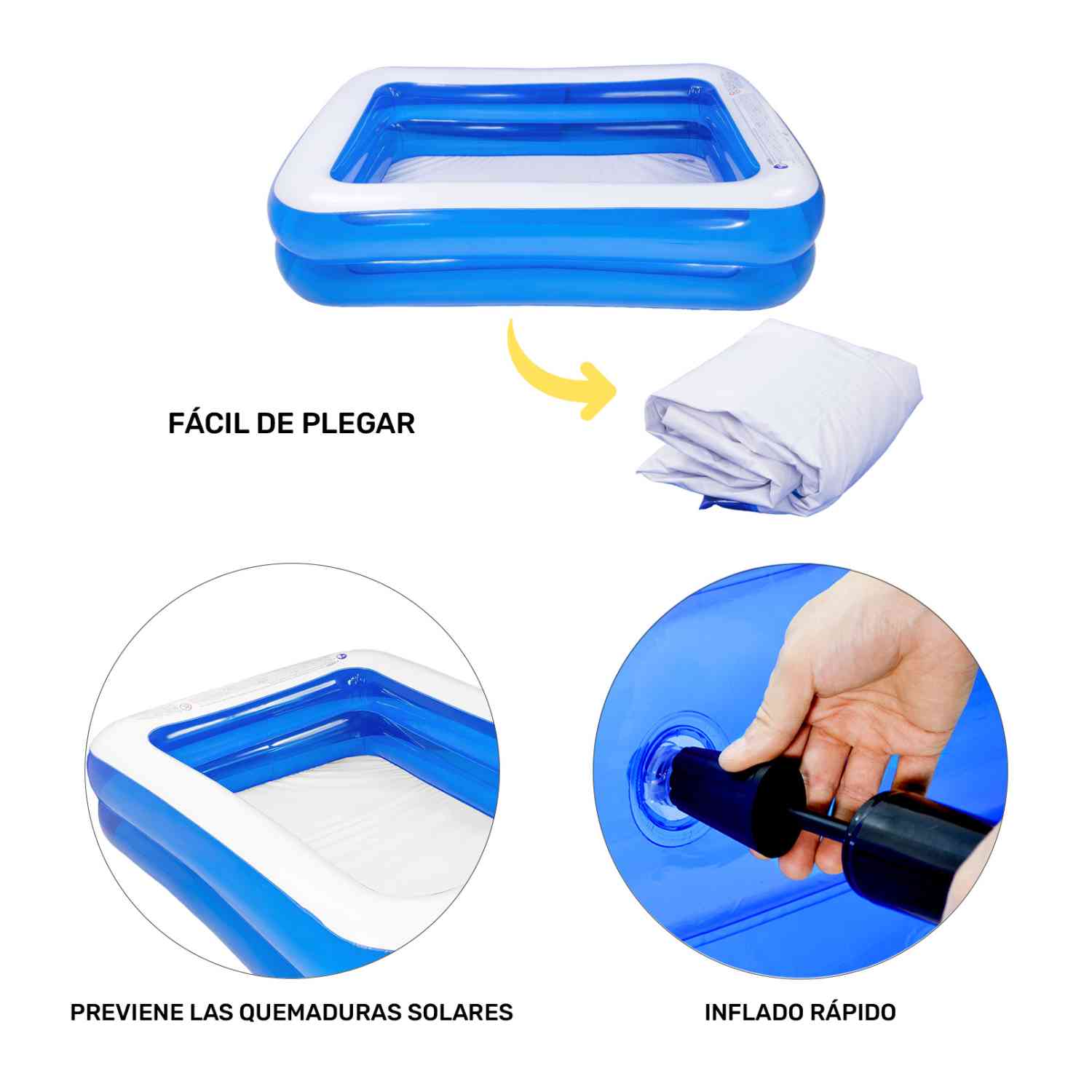 Foto 5 pulgar | Alberca Inflable Jardimex Rectangular Familiar 440 L 190x140x43 cm