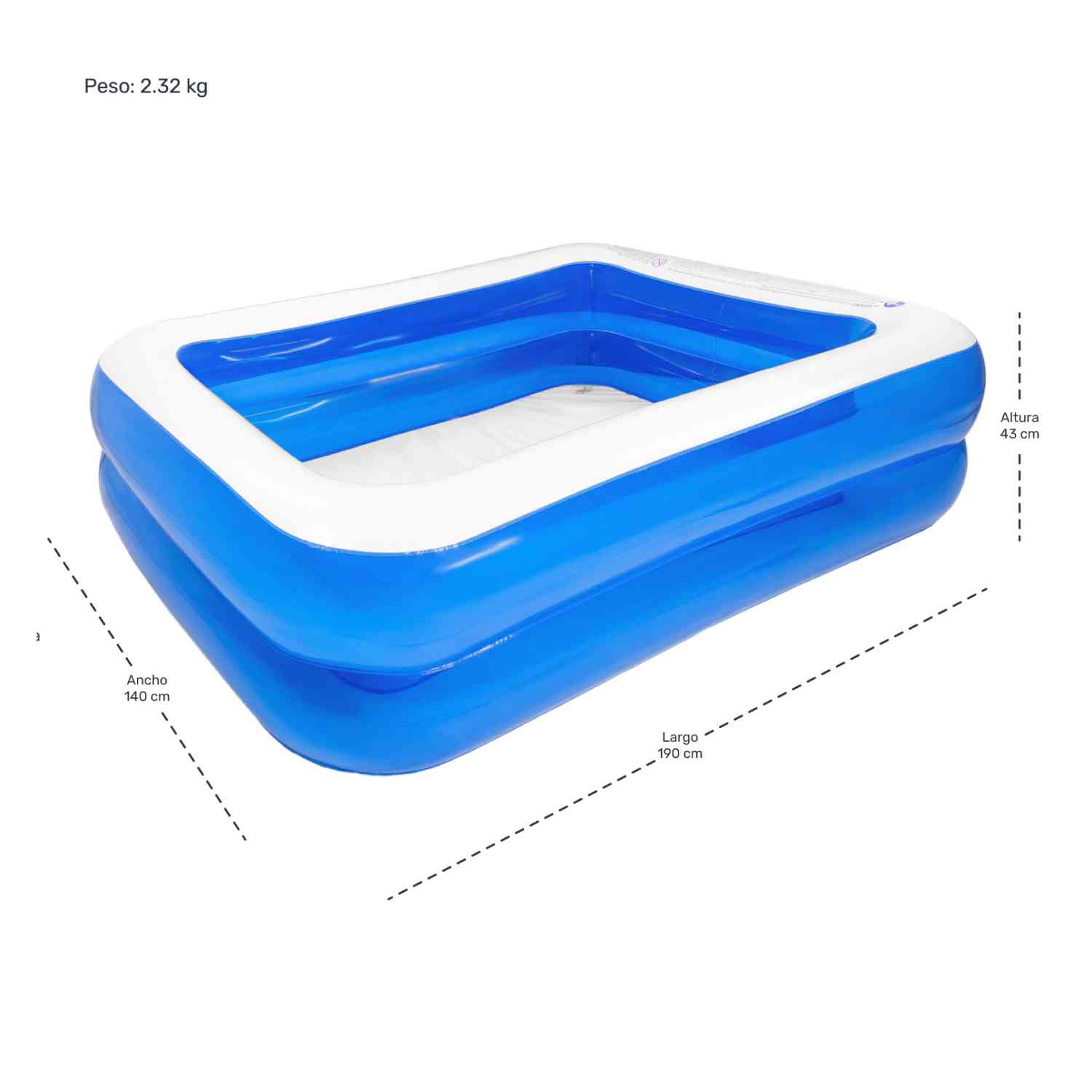 Foto 6 pulgar | Alberca Inflable Jardimex Rectangular Familiar 440 L 190x140x43 cm