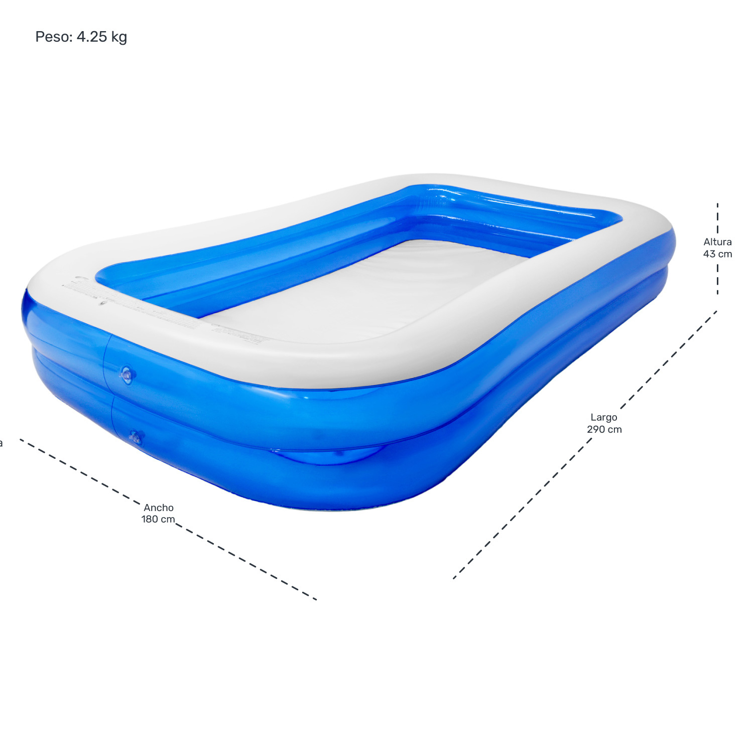 Foto 5 | Alberca Inflable Jardimex Rectangular Familiar 990 L 290x180x43 cm