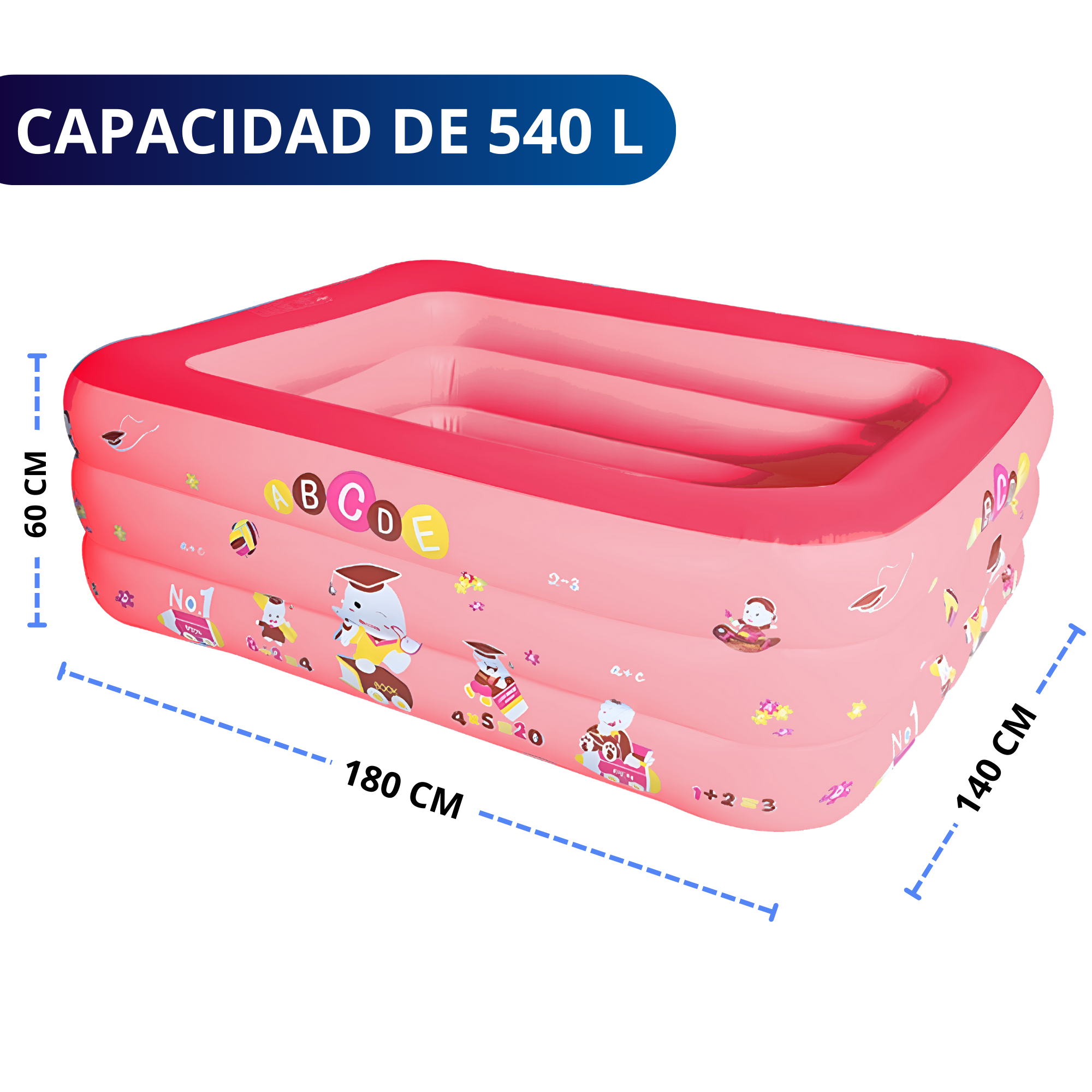 Foto 5 pulgar | Alberca Inflable Piscina Grande Ecomlab Infantil Familiar (rosa)