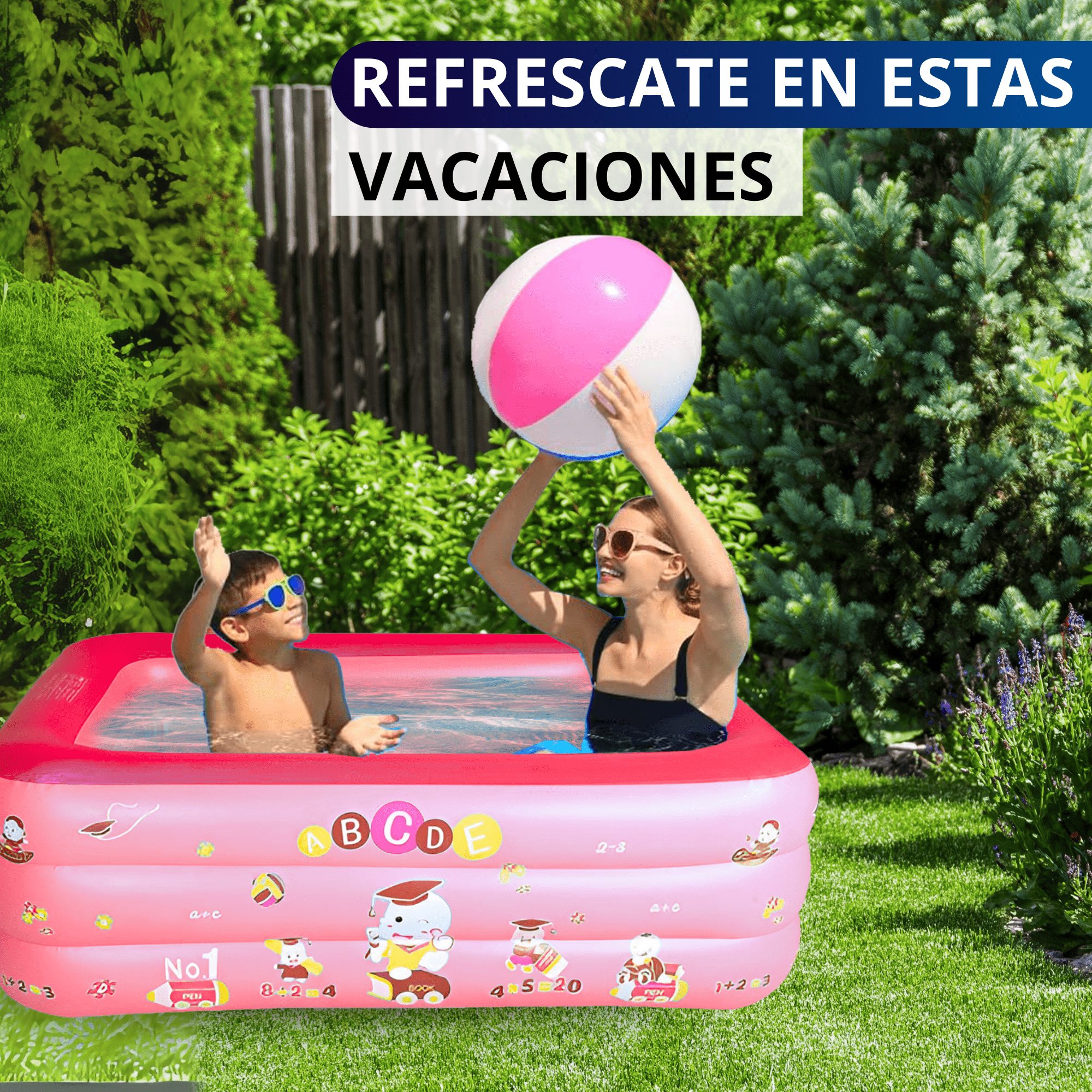 Foto 5 | Alberca Inflable Piscina Grande Ecomlab Infantil Familiar (rosa)