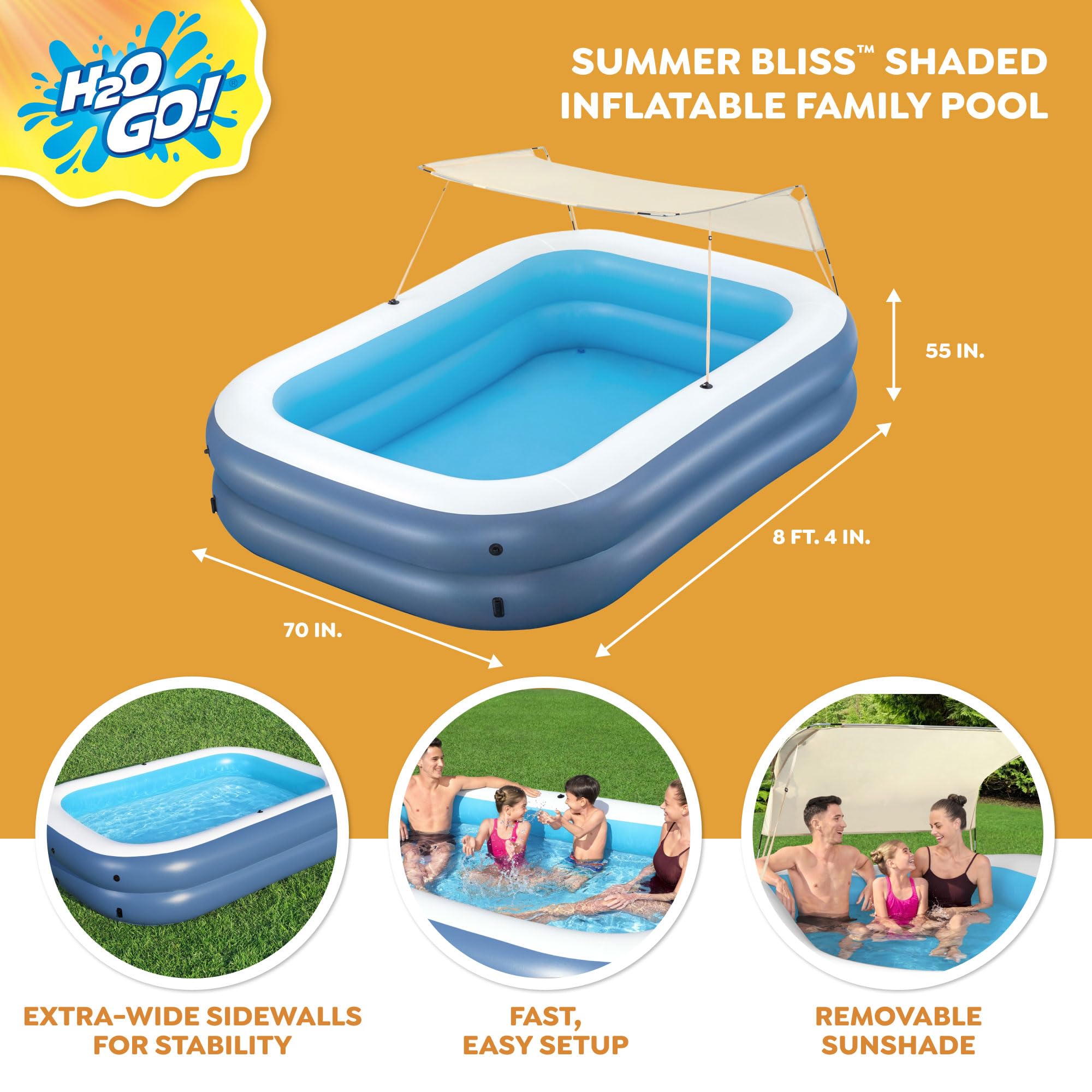 Foto 3 pulgar | Piscina Familiar Inflable Bestway H2ogo! Summer Bliss, 2,54 M - Venta Internacional.