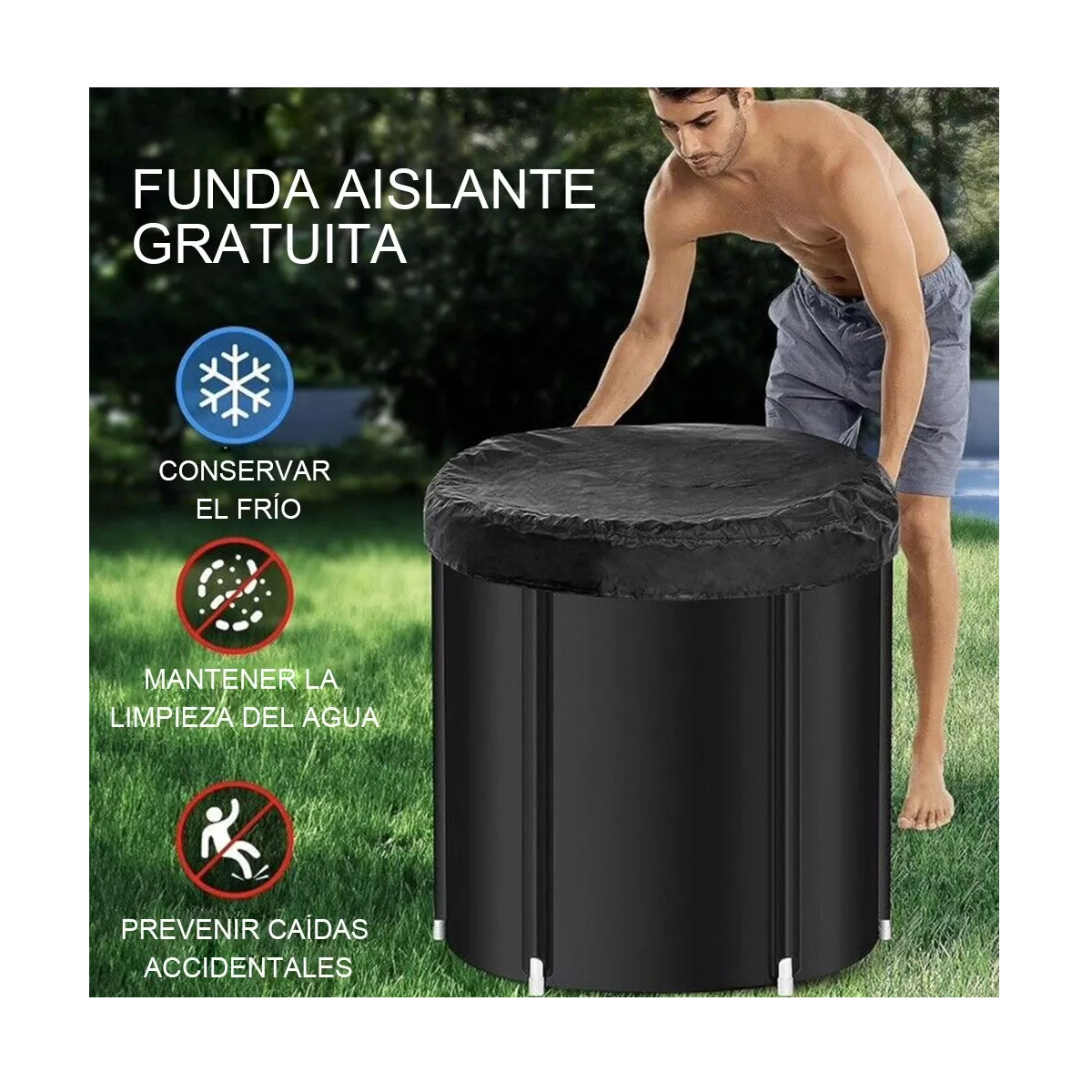 Foto 3 | Crioterapia De Tina Inflable Portátil Al Aire Libre Bañera Eo Safe Imports Esi-15451 Negro