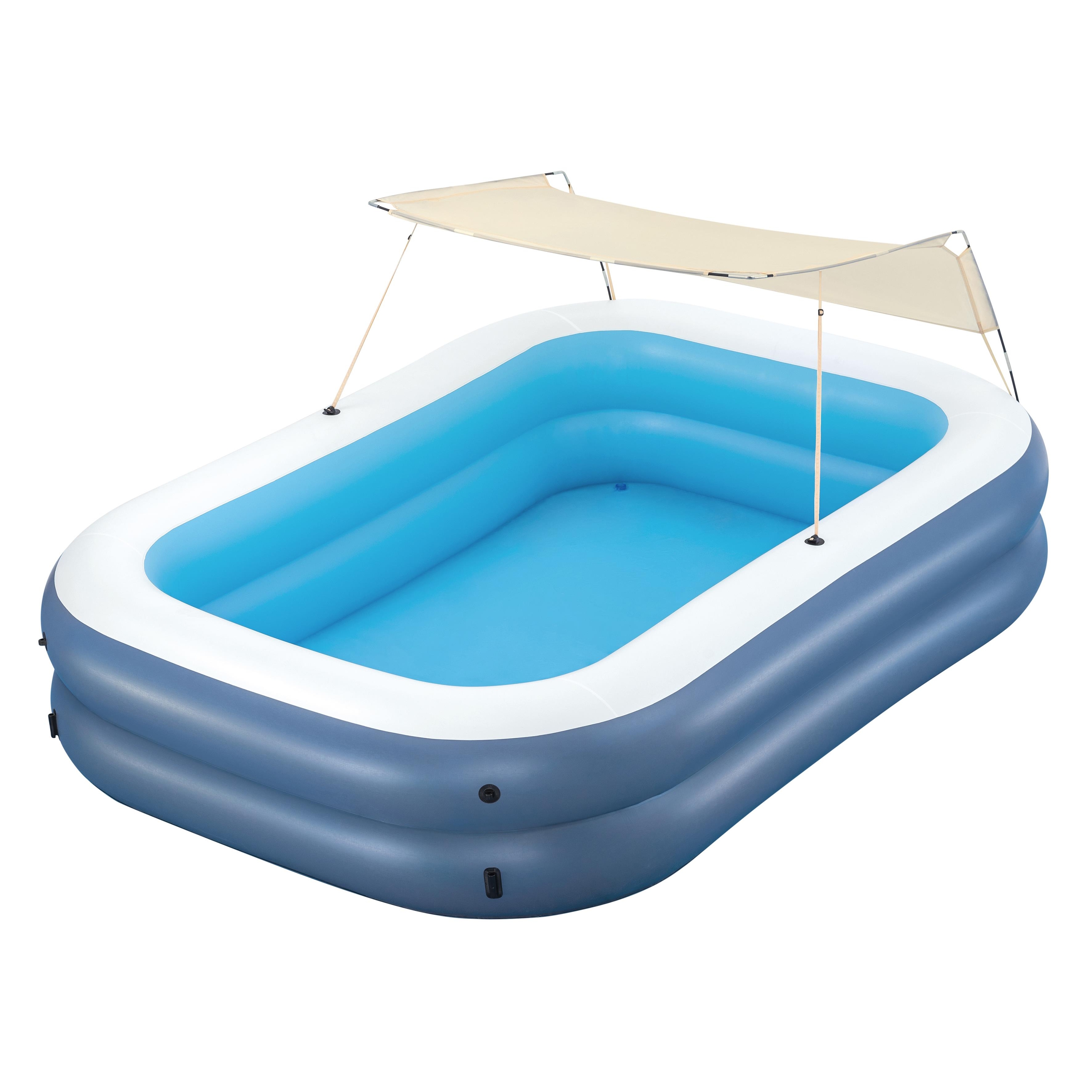 Alberca Inflable Rectangular Fam C Sonmbrilla 2.54mx1.78mx1.40cm 2anillos 1mod Garantia 15 Dias Por Defecto De Fabrica