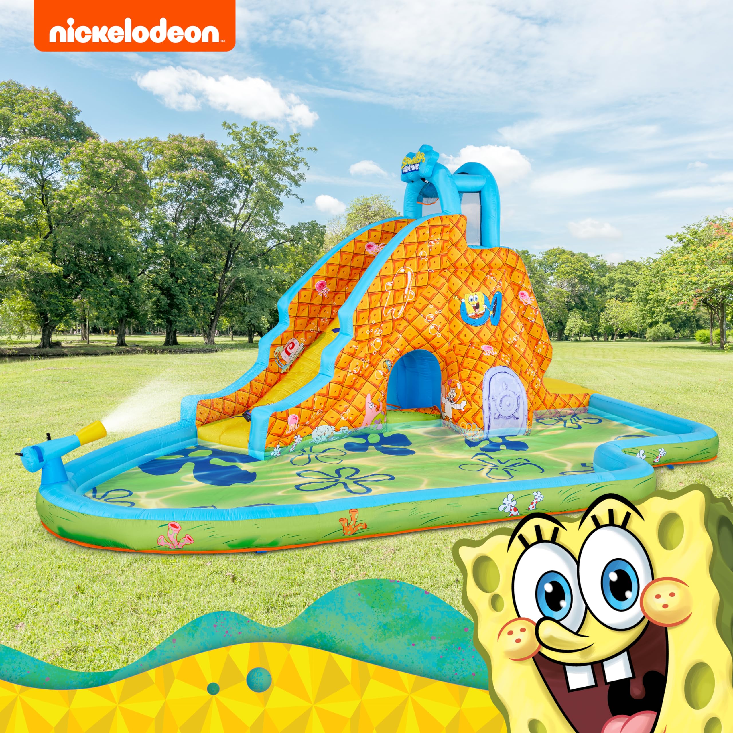 Foto 7 pulgar | Parque De Toboganes Acuáticos Inflables Sunny & Fun Spongebob - Venta Internacional.
