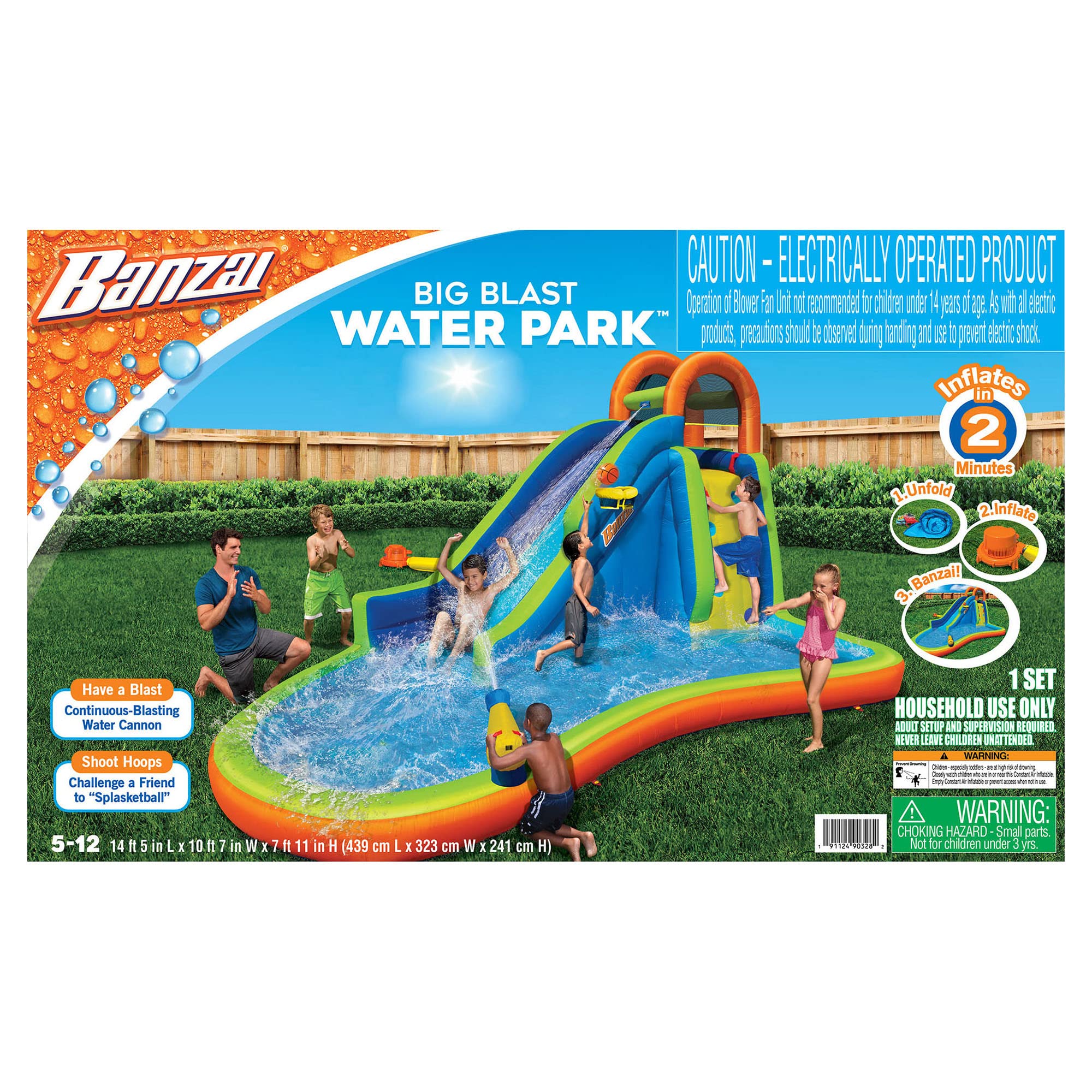 Foto 3 pulgar | Patio Trasero Inflable Al Aire Libre Del Parque Acuático Banzai Big Blast - Venta Internacional.