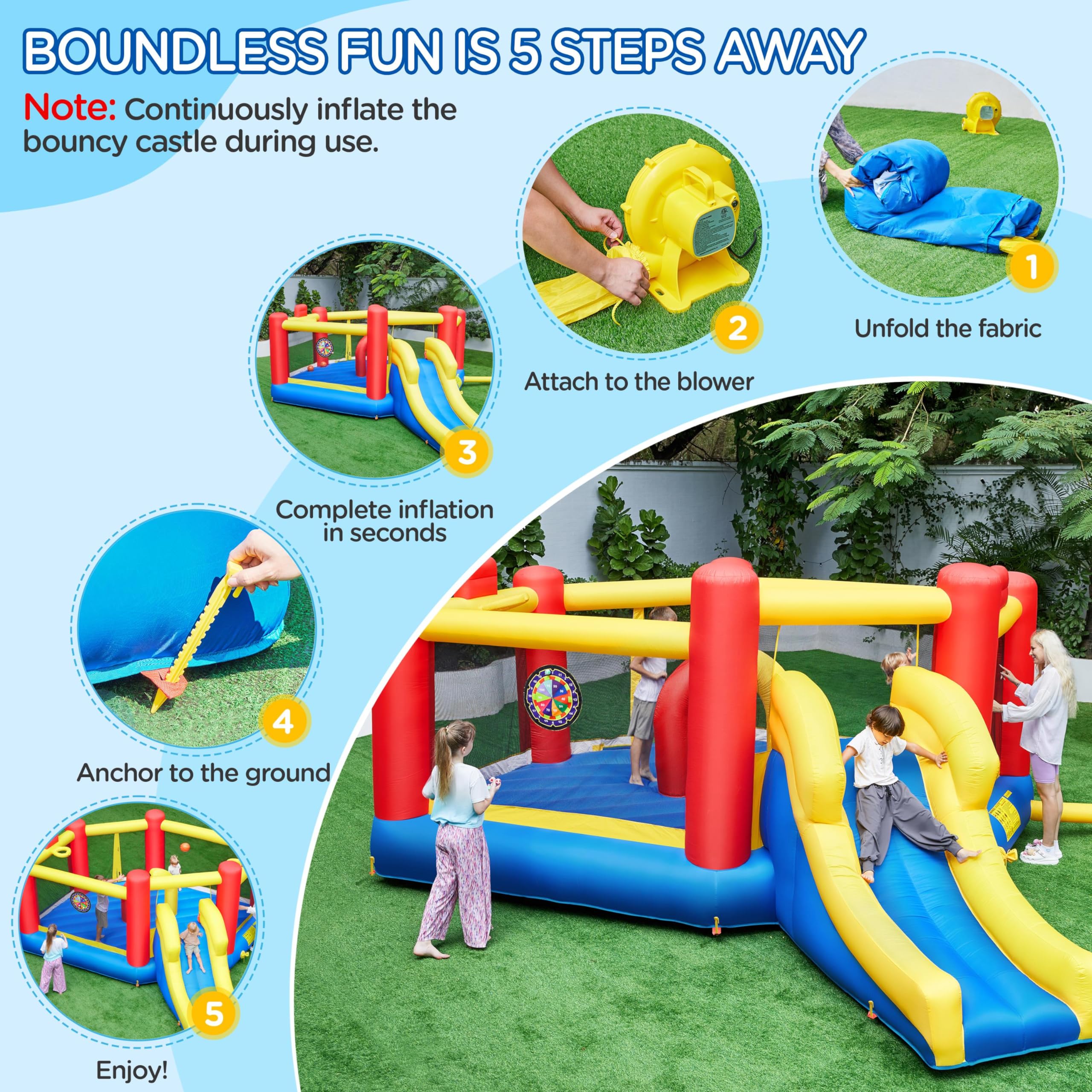 Foto 7 pulgar | Casa Hinchable Yaheetech 7 En 1 Para Niños De 3 A 10 Años - Venta Internacional.