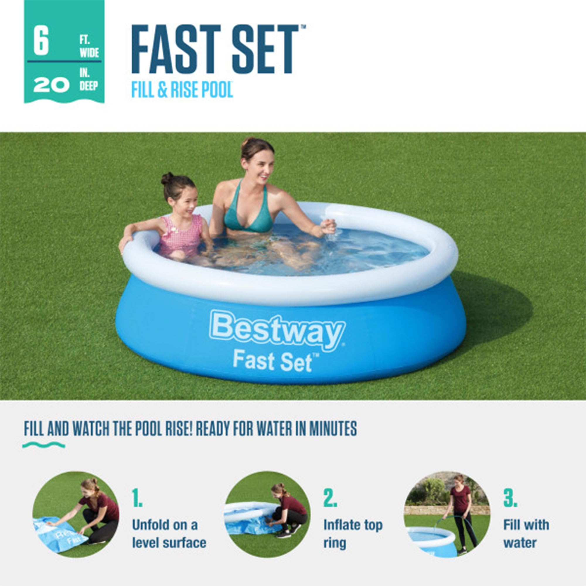Foto 3 pulgar | Set Bestway Fast Para Piscina, 183 Cm X 51 Cm, 936 L, Azul - Venta Internacional.