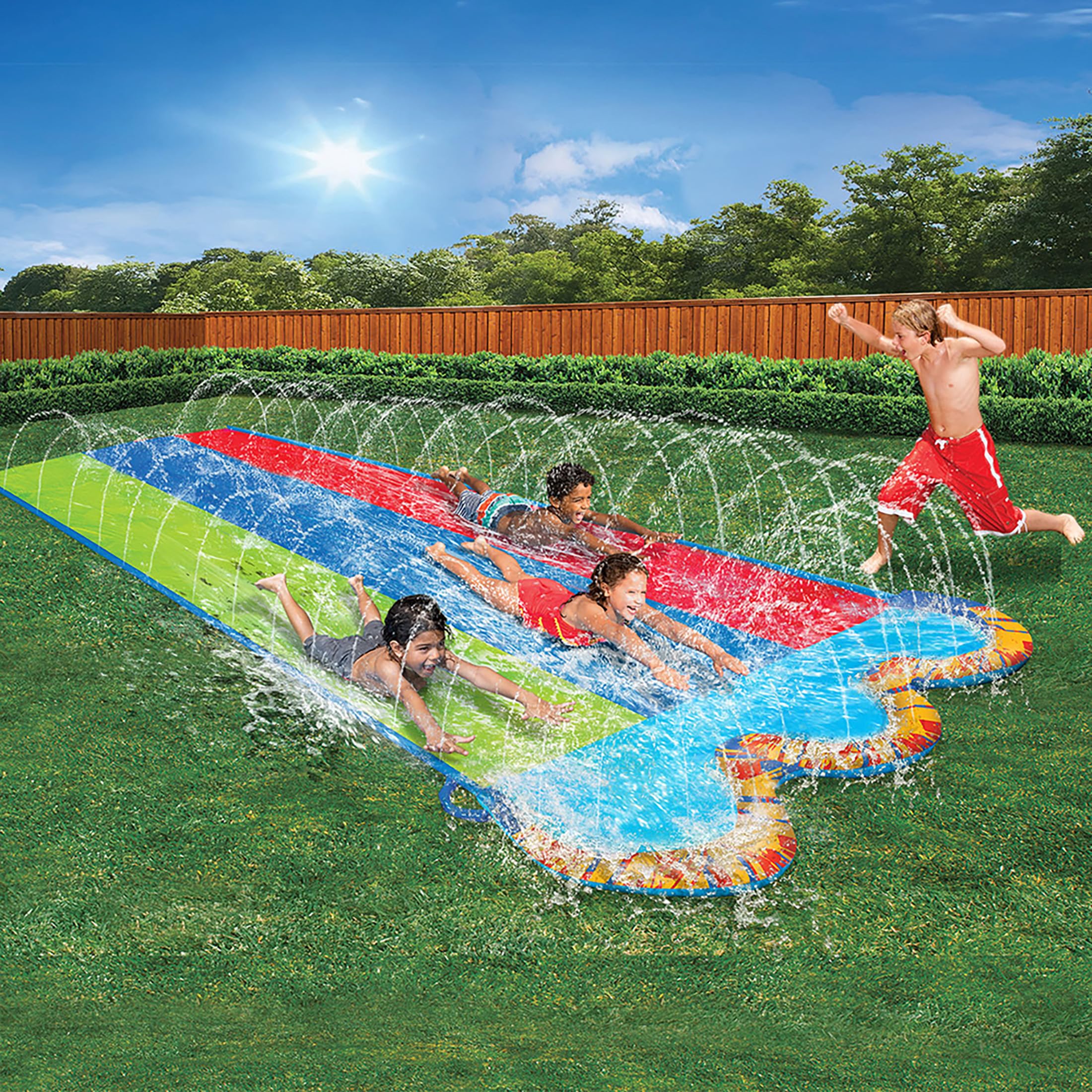 Foto 6 | Tobogán Acuático Banzai Triple Racer Inflable Para Patio Trasero Exterior - Venta Internacional.