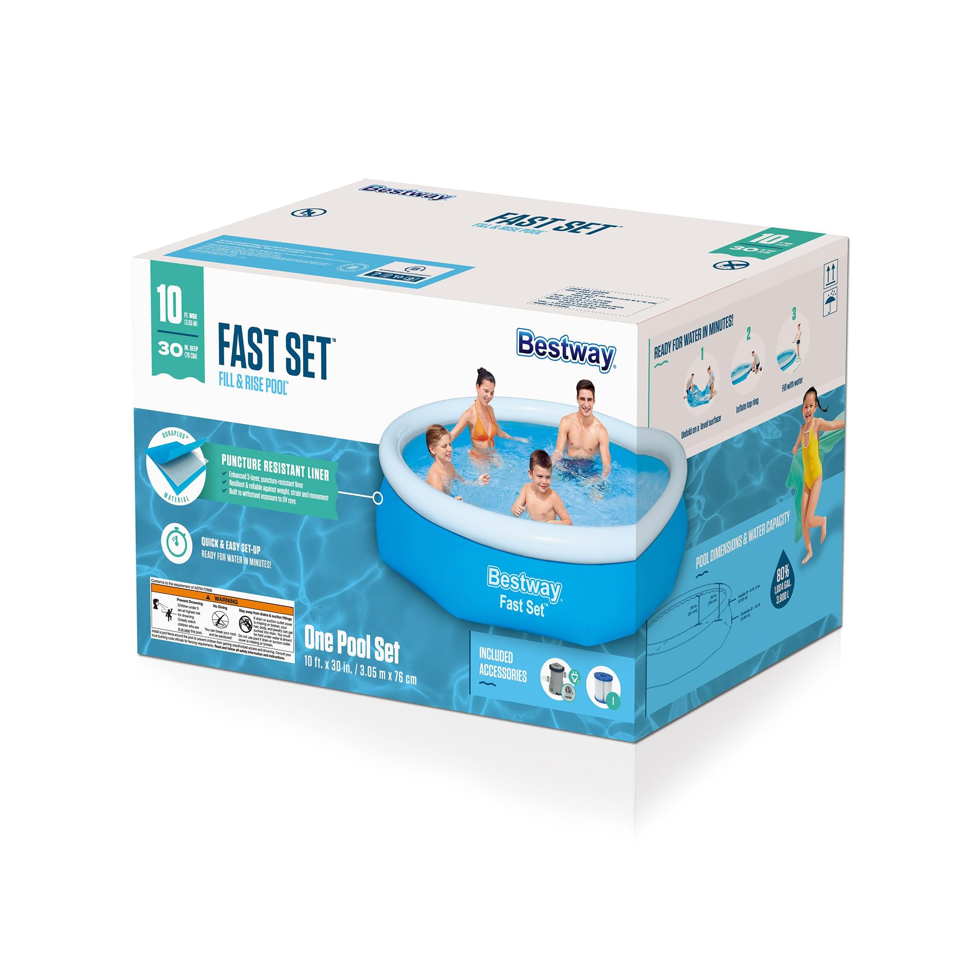 Foto 7 | Set Rápido Para Piscina Bestway De 10 Pies X 76 Cm Con Bomba De 1250 L/h - Venta Internacional.