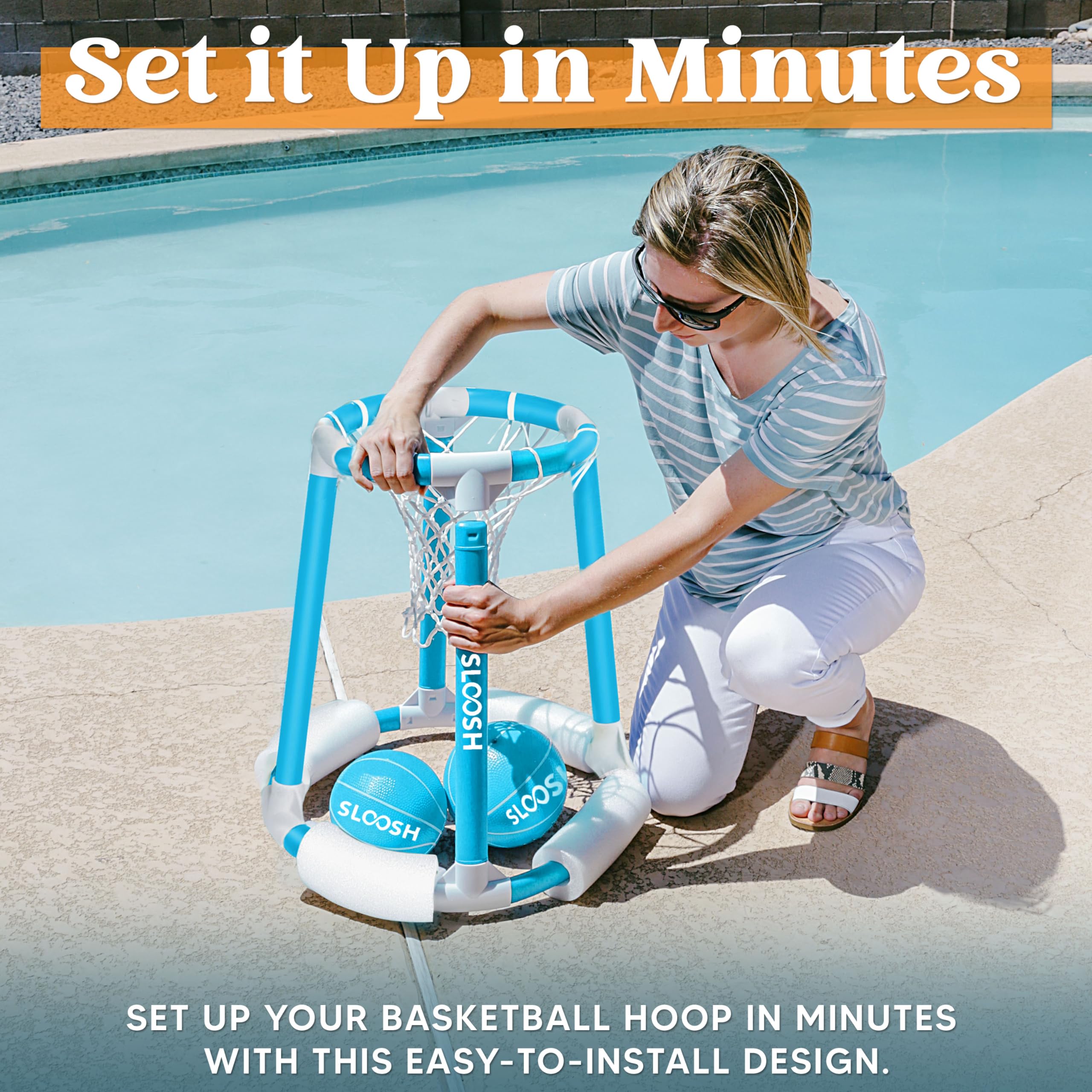 Foto 5 pulgar | Canasta De Baloncesto Para Piscina Sloosh Con 2 Pelotas De Baloncesto Y 1 Bomba - Venta Internacional.