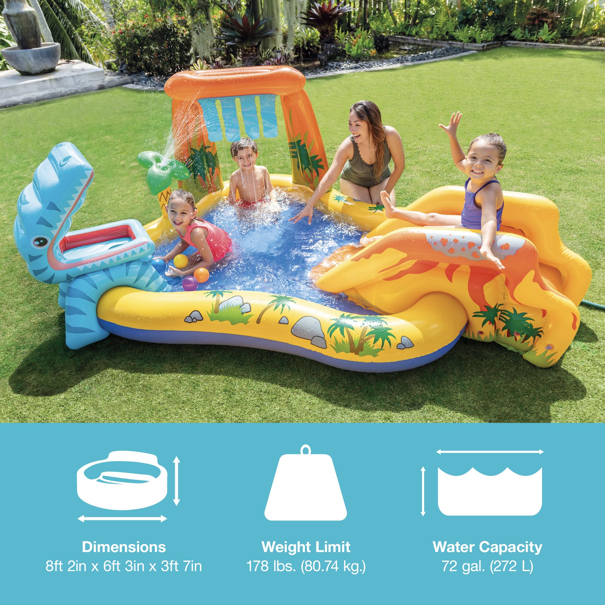 Foto 2 | Centro De Juegos Inflable Con Dinosaurios Intex Outdoor Con Tobogán - Venta Internacional.