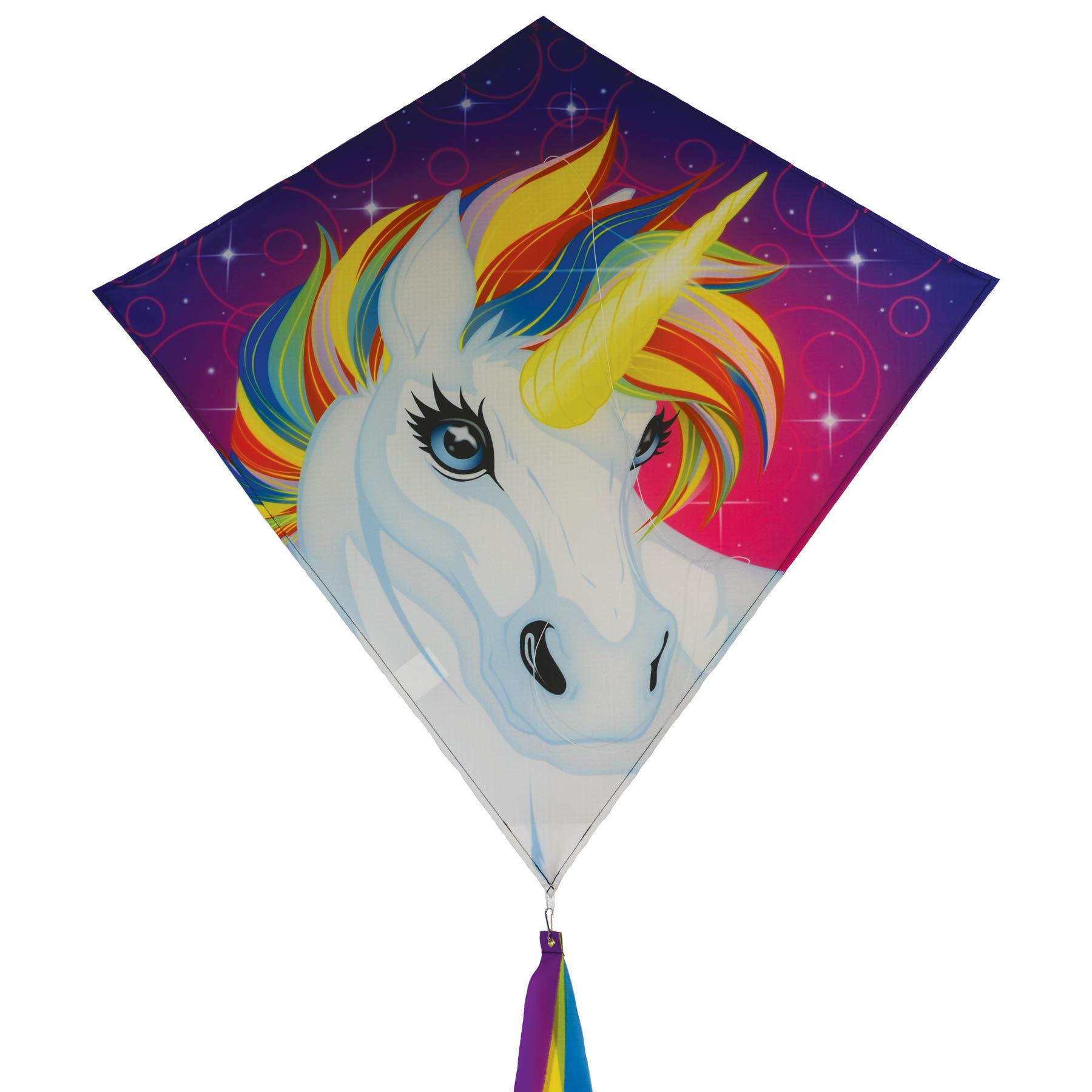 Foto 2 pulgar | Unicornio En Forma De Diamante Kite In The Breeze De 76 Cm Con Colas De 3,6 M - Venta Internacional.