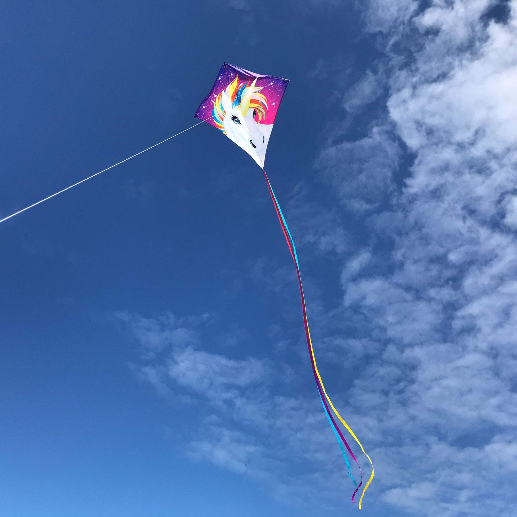 Foto 3 pulgar | Unicornio En Forma De Diamante Kite In The Breeze De 76 Cm Con Colas De 3,6 M - Venta Internacional.