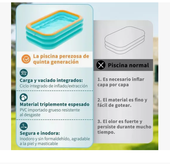 Foto 3 pulgar | Alberca Inflable Grandes Piscina Inflable Rectangular 2.6 M
