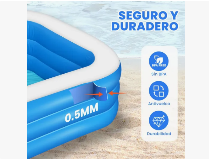 Foto 3 pulgar | Alberca  Inflable  Grandes Piscinas Rectangulares  300 Cm