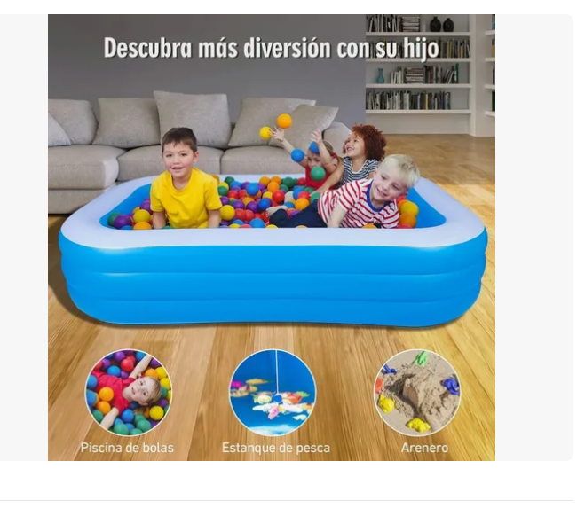 Foto 5 pulgar | Alberca Inflable Grandes Piscinas Rectangular 262x170x60 Cm