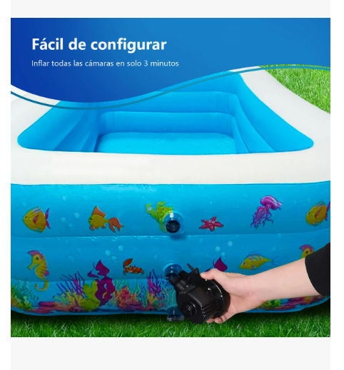 Foto 2 | Alberca Inflable Piscina Alberca Inflable Grande Rectangular Grandes Piscinas Alberca De Pelotas Familia 3 Anill