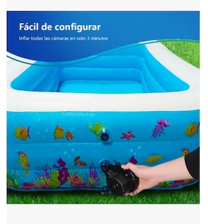 Foto 2 | Alberca Inflable Piscina Alberca Inflable Grande Rectangular Grandes Piscinas Alberca De Pelotas Familia 3 Anill