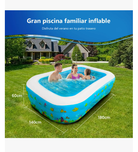 Foto 3 | Alberca Inflable Piscina Alberca Inflable Grande Rectangular Grandes Piscinas Alberca De Pelotas Familia 3 Anill