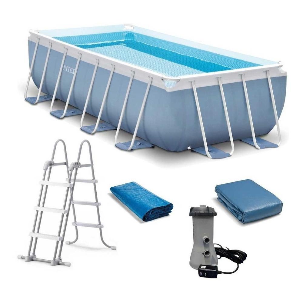 Alberca Piscina Rectangular Hogar Bomba Escalera Intex