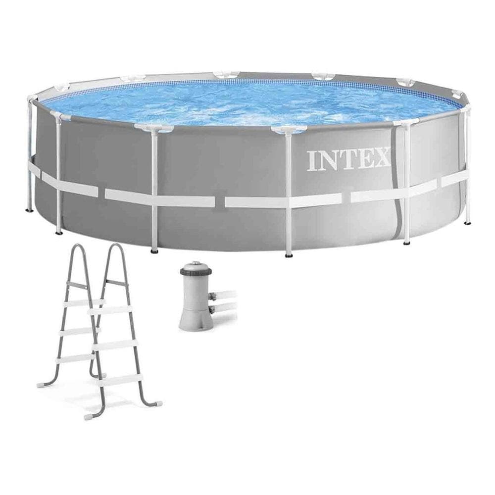 Alberca Piscina Circular + Escalera + Bomba Intex 26715 color Gris $19,211