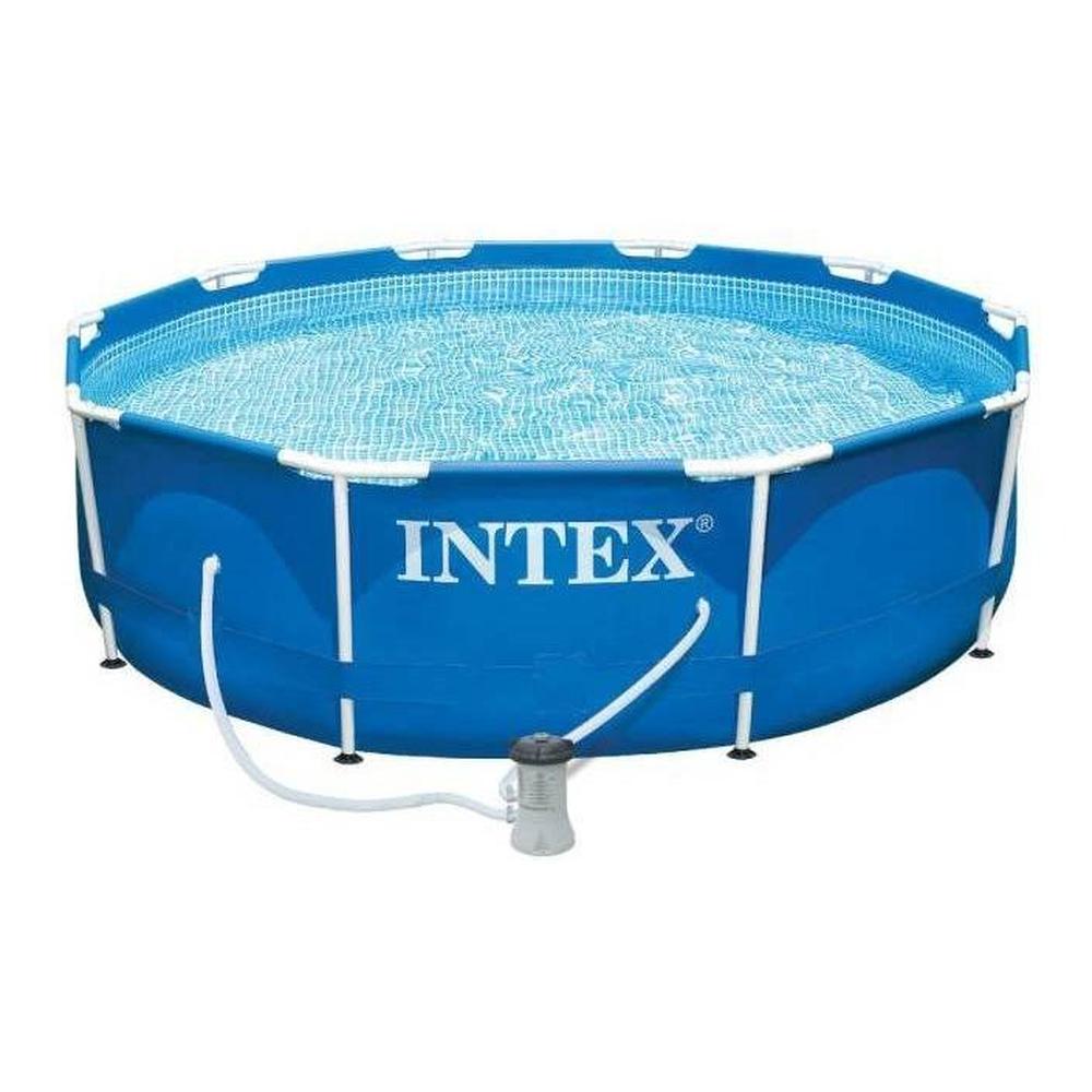 Alberca Circular Intex 28201 color Azul Estructural Frame 3.05 M X 76 CM más Bomba