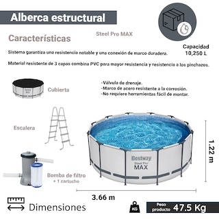 Foto 2 | Alberca Estructural Bestway 56421 color Gris Circular + Accesorios
