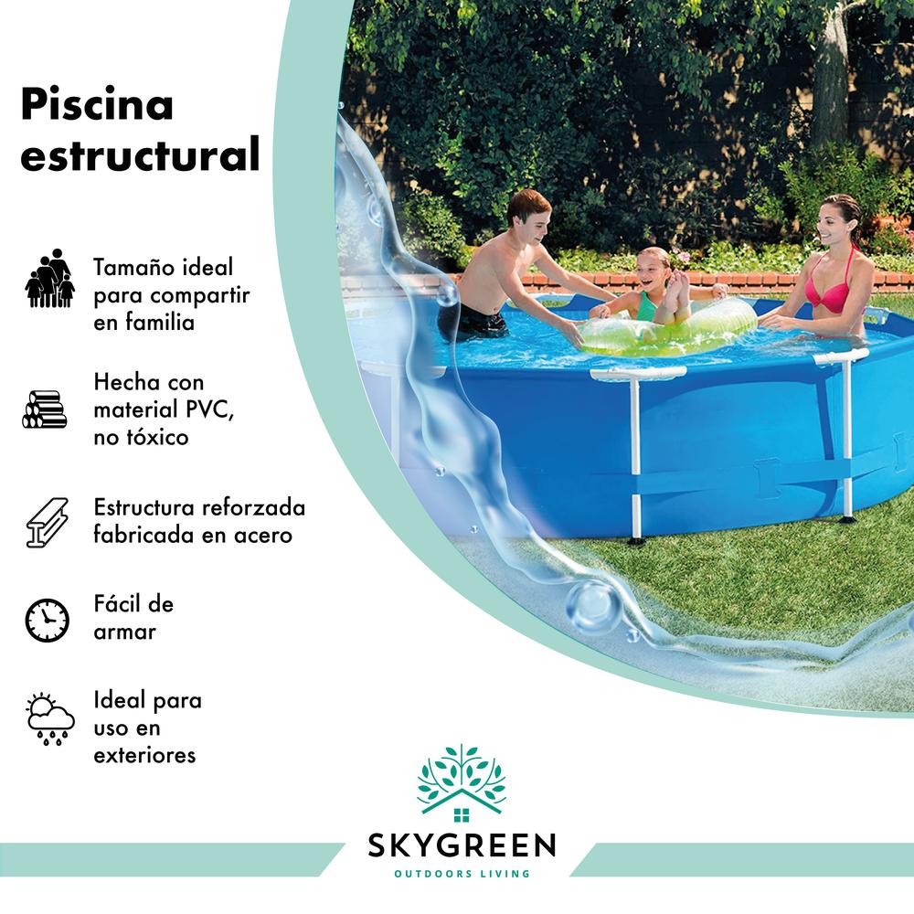 Foto 3 pulgar | Piscina Alberca Skin Green Estructural Redonda 3m Capacidad 4668 Litros