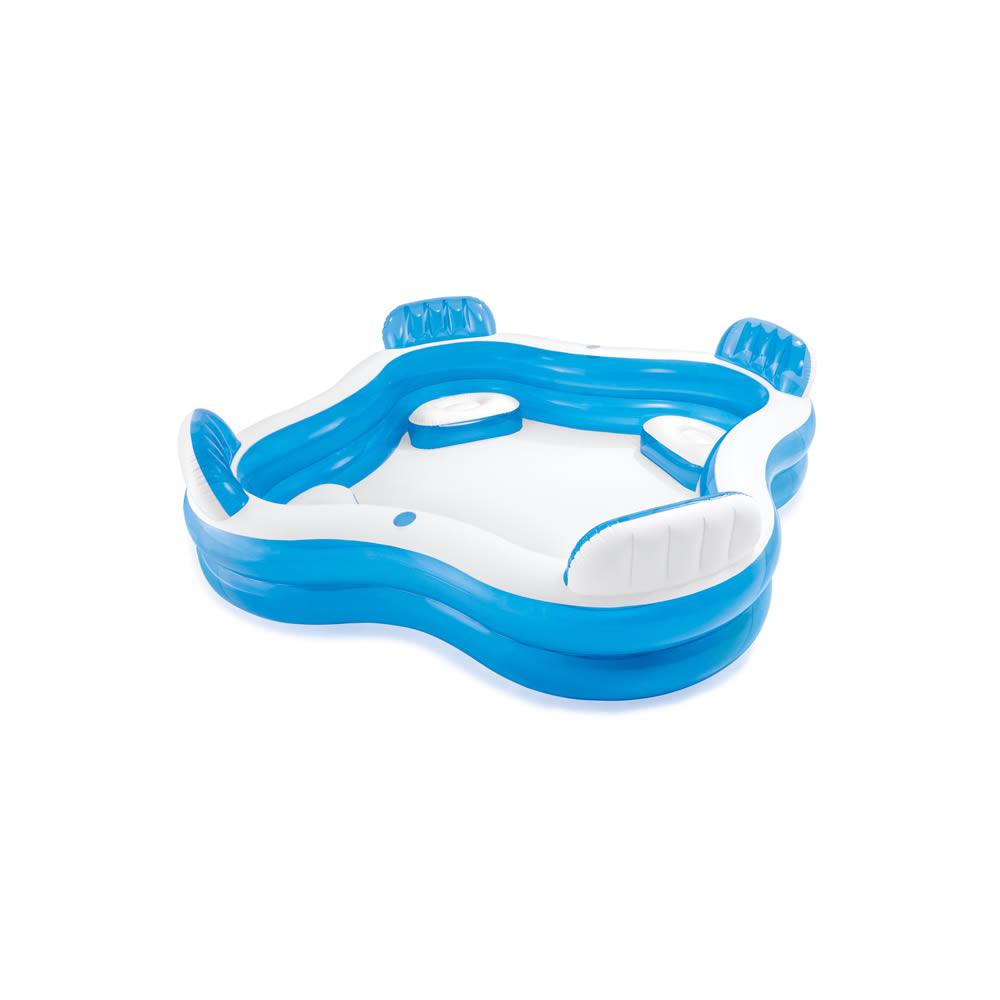 Alberca Inflable Intex Swim Center Cuadrangular con Asientos color Azul