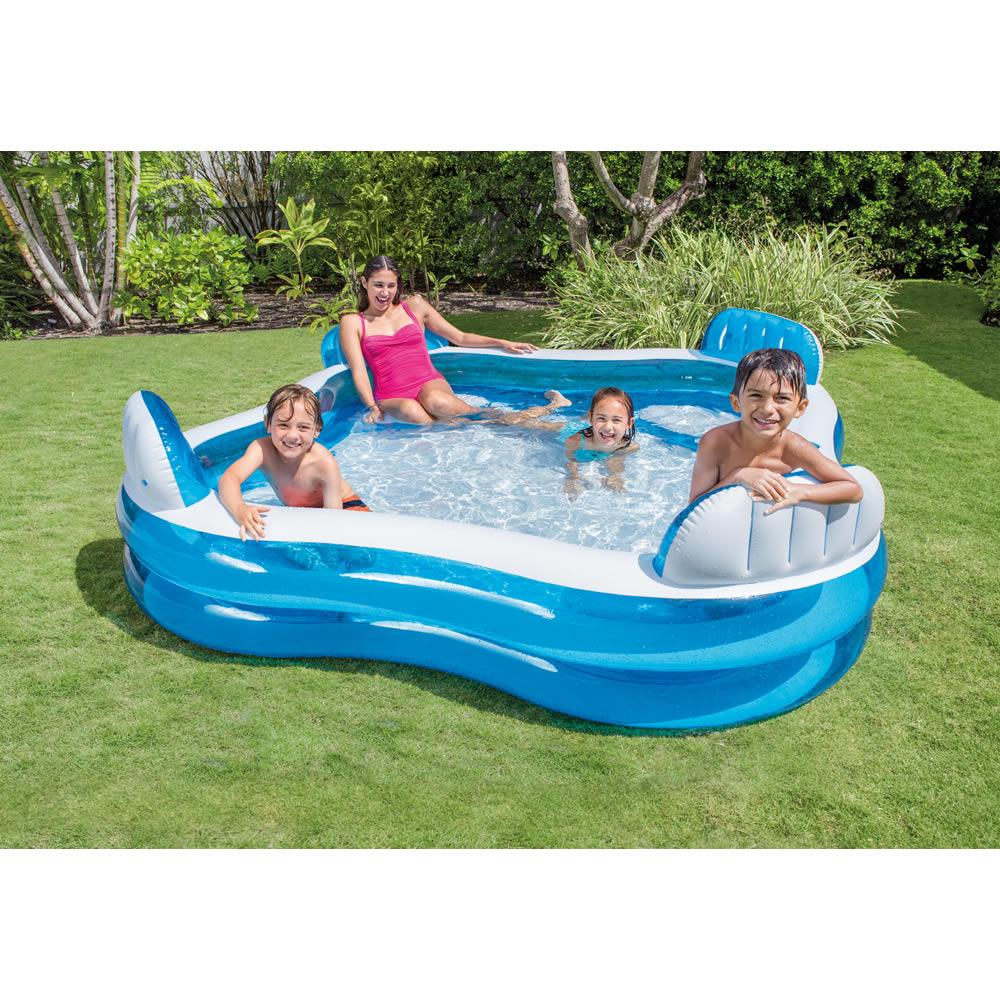 Foto 4 pulgar | Alberca Inflable Intex Swim Center Cuadrangular con Asientos color Azul