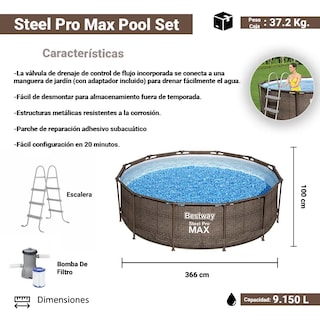 Foto 2 | Alberca Estructural Redonda 3.66m Bestway Steel Pro Max