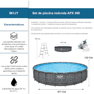 Foto 2 | Alberca Estructural Bestway Apx 365 Redonda 6.71 X 1.32
