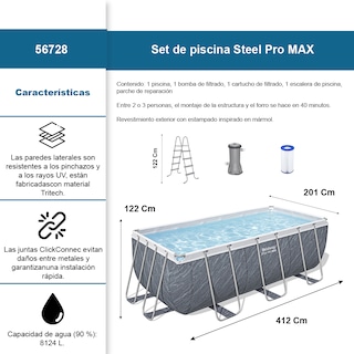 Foto 2 | Alberca Estructural Bestway Steel Promax Rectangular 4.12 X2.01 Mts