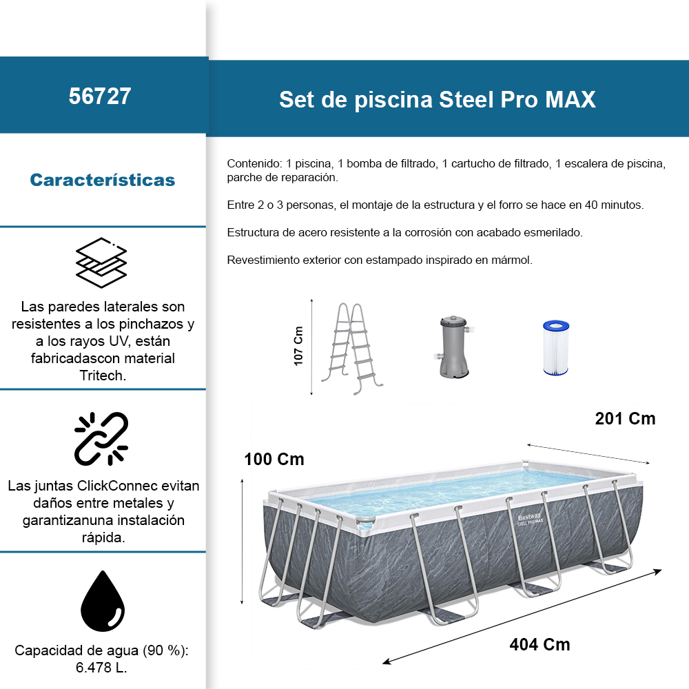 Foto 2 | Alberca Estructural Bestway Steel Promax Rectangular 4.04 X 2.01 Mts