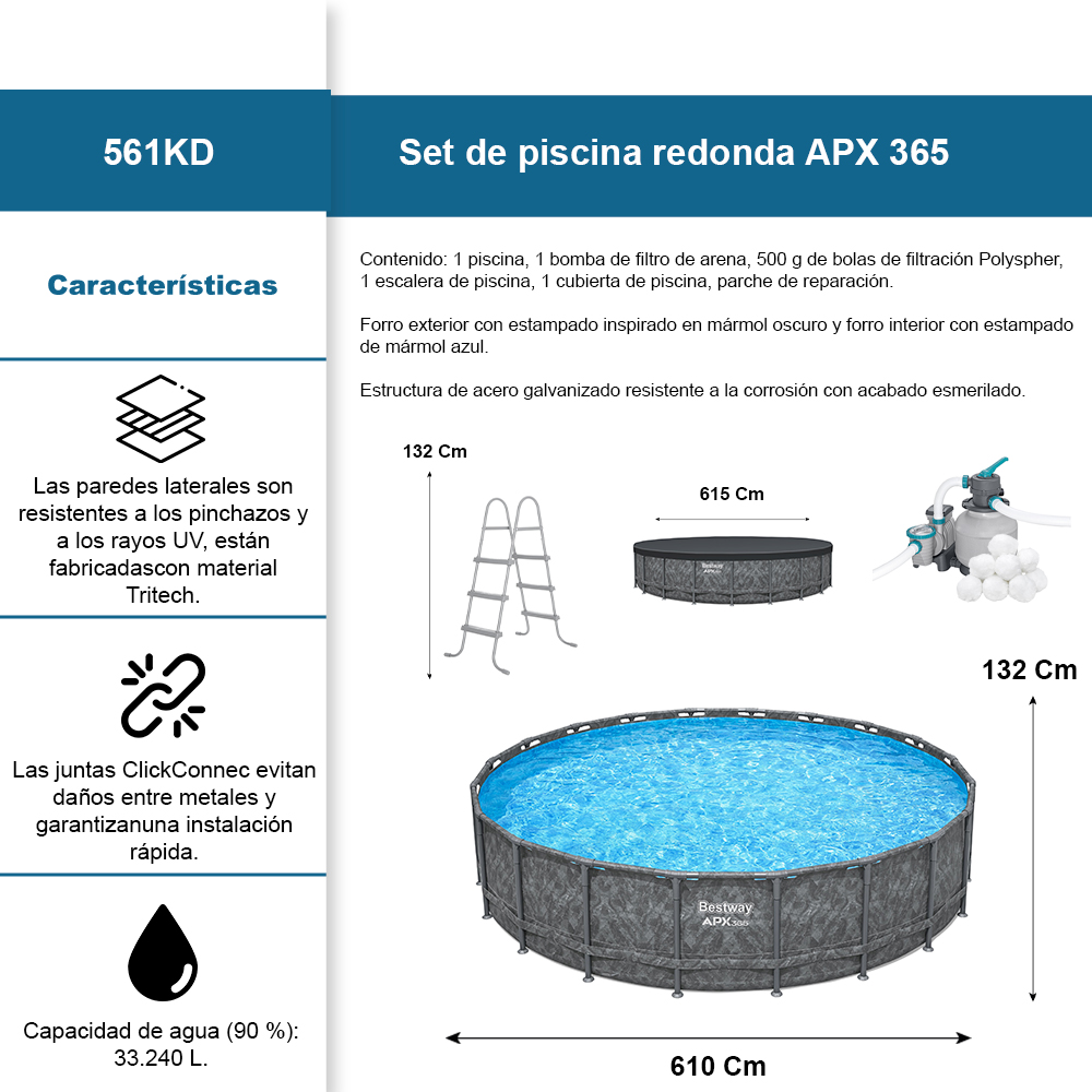 Foto 2 | Alberca Estructural Bestway Apx 365 Redonda 6.10 X 1.32 Mts
