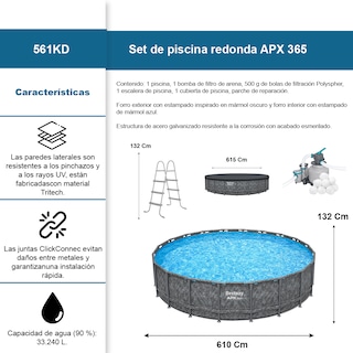 Foto 2 | Alberca Estructural Bestway Apx 365 Redonda 6.10 X 1.32 Mts