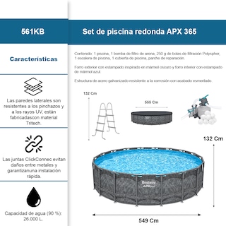 Foto 2 | Alberca Estructural Bestway Apx 365 Redonda 5.49 X 1.32mts