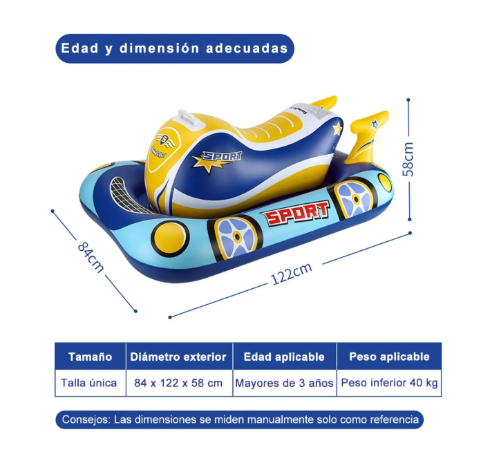 Foto 5 pulgar | Inflable Para Flotador Alberca Piscina Niño Moto Acuatica
